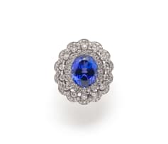 14k white gold diamond and tanzanite brooch