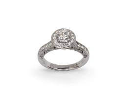 17k white gold diamond halo ring