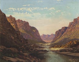 Tinus de Jongh; River through a Mountain Landscape