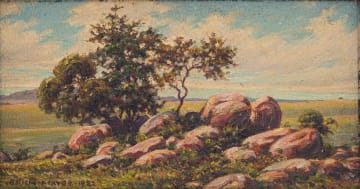 Erich Mayer; Landscape with Trees and Rocks