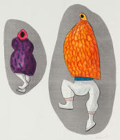 Colbert Mashile; Two Figures, Purple and Orange