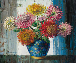 Vladimir Tretchikoff; Chrysanthemums in a Vase