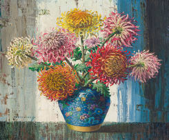 Vladimir Tretchikoff; Chrysanthemums in a Vase