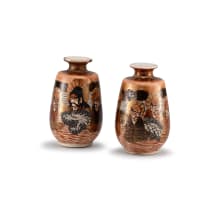 A pair of Japanese Satsuma miniature vases, Meiji Period (1868-1912)