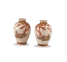 A pair of miniature Japanese Satsuma vases, Meiji Period (1868-1912)