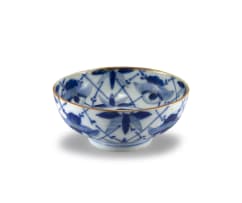 A blue and white bowl, possibly Korean