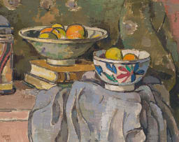 Gregoire Boonzaier; Fruit and Grey Cloth