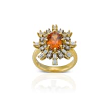 18k two-tone gold spessartite garnet and diamond ring