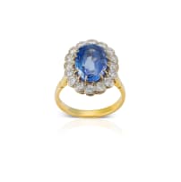 18k yellow gold sapphire and diamond ring