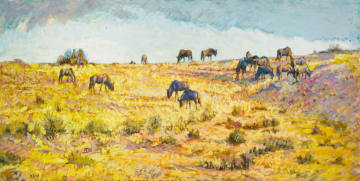 Zakkie Eloff; Grazing Wildebeest in the Grasslands