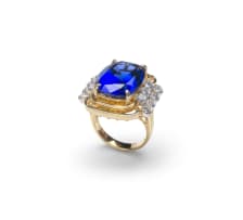 18k yellow gold tanzanite and diamond ring