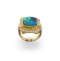 18k yellow gold opal and diamond ring