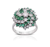 18k white gold diamond and emerald ring