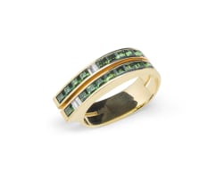 18k yellow gold tourmaline double finger ring