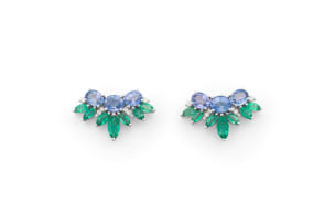 18k white gold sapphire and emerald earrings