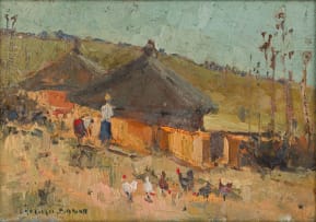 Adriaan Boshoff; Home with Figures and Chickens