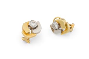 18k two-tone diamond earrings