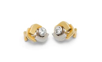 18k two-tone diamond earrings