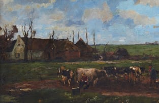 Willem de Zwart; Milking Time on the Farm