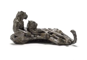 Dylan Lewis; Lying Leopard Pair Maquette (S350)