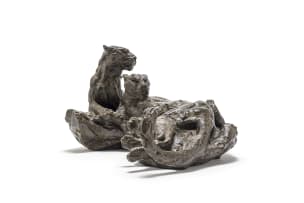 Dylan Lewis; Lying Leopard Pair Maquette (S350)