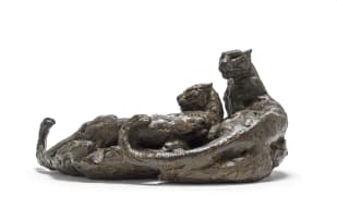 Dylan Lewis; Lying Leopard Pair Maquette (S350)