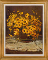 Adriaan Boshoff; Yellow Daisies in a Copper Pot