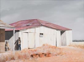 Keith Alexander; Two Figures and a Barn, Groot Marico