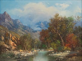 Gabriel de Jongh; Mountain Landscape with Stream