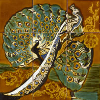 Sammy Liebermann; Peacock tiles, nine piece panel