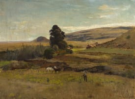 Frans Oerder; Landscape with Horses