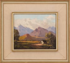 Tinus de Jongh; Mountain Landscape with Cottage