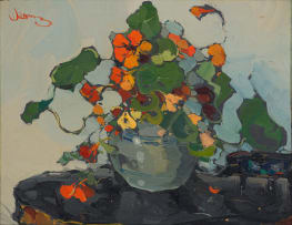 Pieter Wenning; Nasturtiums in a Ginger Jar