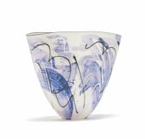 John Shirley; Blue and white vase with abstract motif