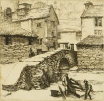 Robert Henry Smith; Village Scene with Figures and Boat