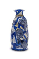 Ruan Hoffmann; Vase decorated with blue and white swirls