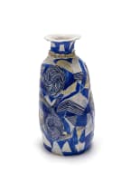 Ruan Hoffmann; Vase decorated with blue and white swirls