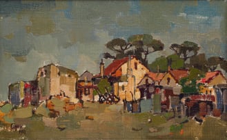 Gregoire Boonzaier; Houses in a Landscape