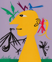 Walter Battiss; Yellow Head with Birds, five