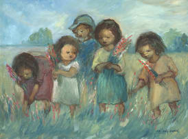 Amos Langdown; Children Picking Flowers