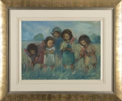 Amos Langdown; Children Picking Flowers