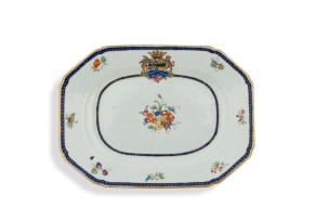 A Chinese Export famille-rose Armorial dish, Qing Dynasty, 1785-1791