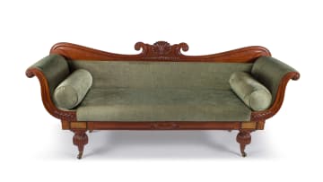 Cape Regency mahogany brass-inlaid sofa, early 19th century