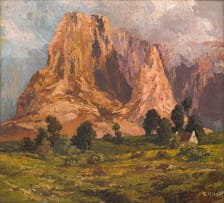 Otto Klar; Mountain Landscape with Cottage