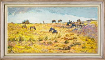 Zakkie Eloff; Grazing Wildebeest in the Grasslands