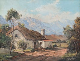 Gabriel de Jongh; Cottage and Distant Mountains