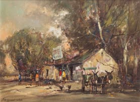 Christiaan Nice; Street Scene with a Donkey Cart