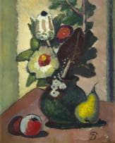 Pranas Domsaitis; Still Life with Flowers in a Vase and Fruit (recto); Children Dancing (verso)