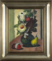 Pranas Domsaitis; Still Life with Flowers in a Vase and Fruit (recto); Children Dancing (verso)