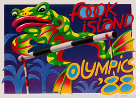 Norman Catherine; Fook Island '88 Olympic Games Postcards: Leapfrog; Rhinocerook, two
